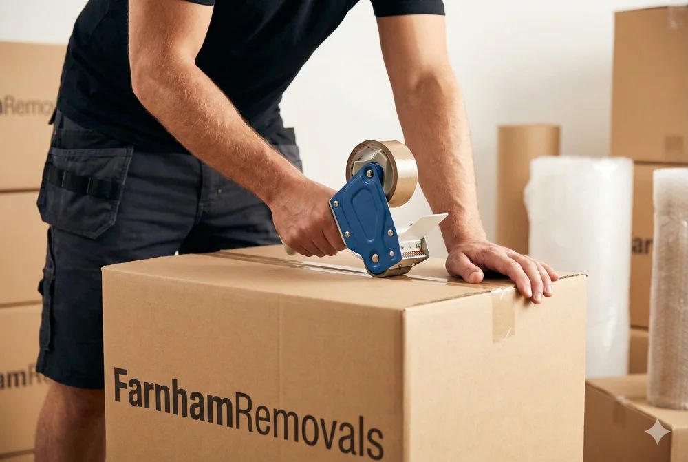 Farnham removals packing service with protective materials